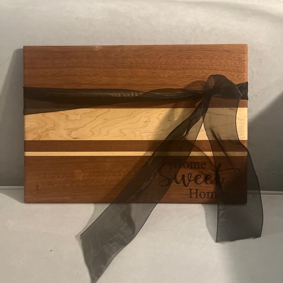 Handcrafted Wood Cutting Board - “Home Sweet Home” – Maple & Mahogany - Picture 4 of 14